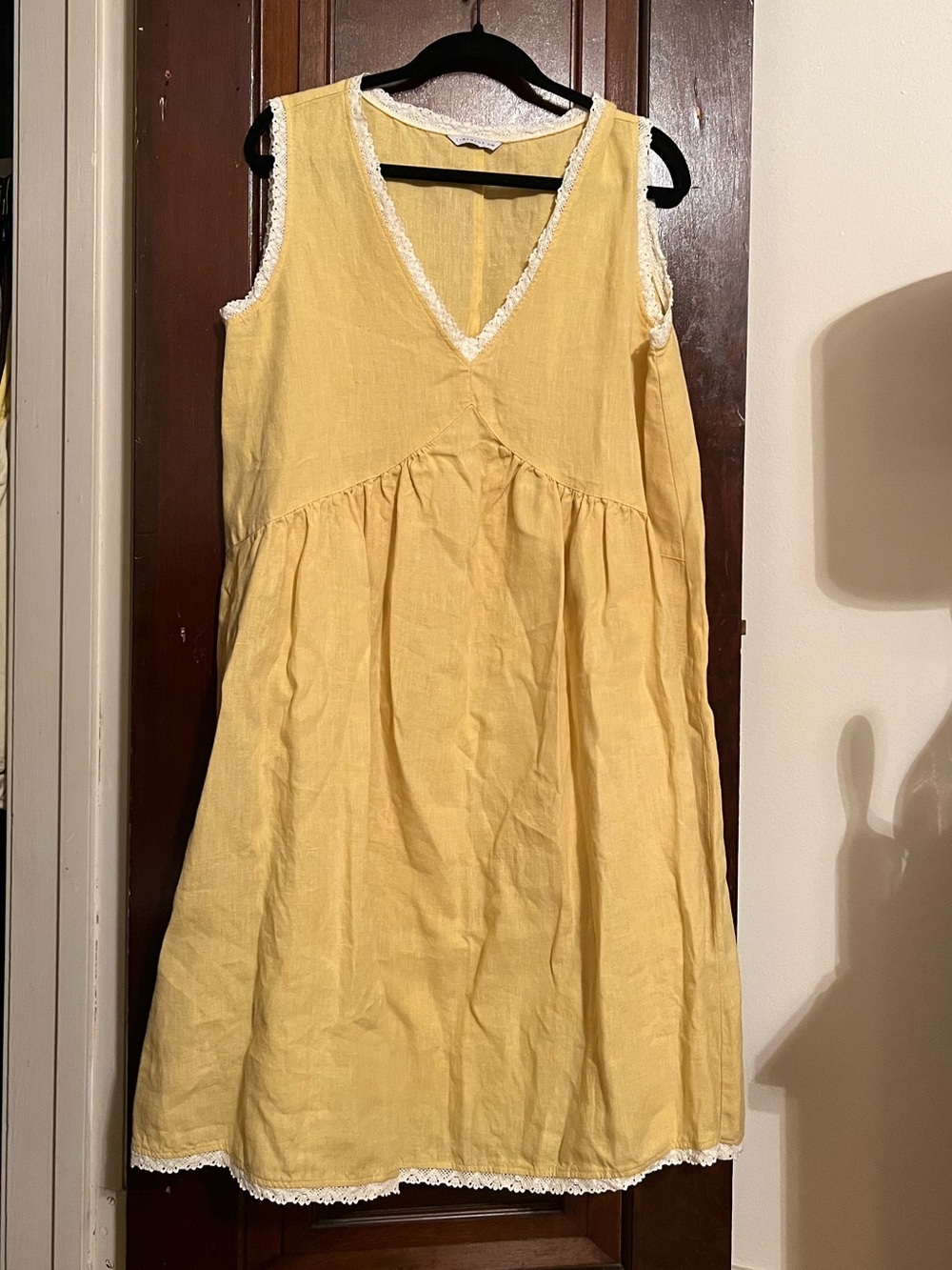 Linenfox Ona white lace midi dress in Butter, S-M
